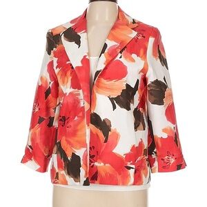 Alfred Dunner Women’s Colorful Blazer Size 18 White & red & orange office casual
